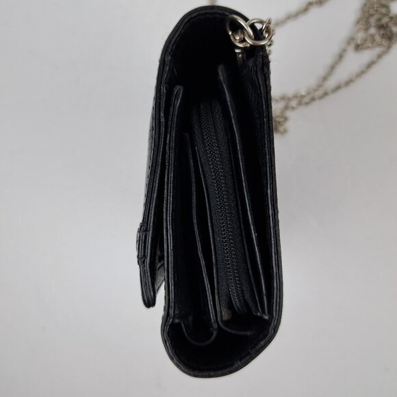 Brighton Croc Embossed Black  Leather Crossbody Clutch Wallet - Picture 5 of 12